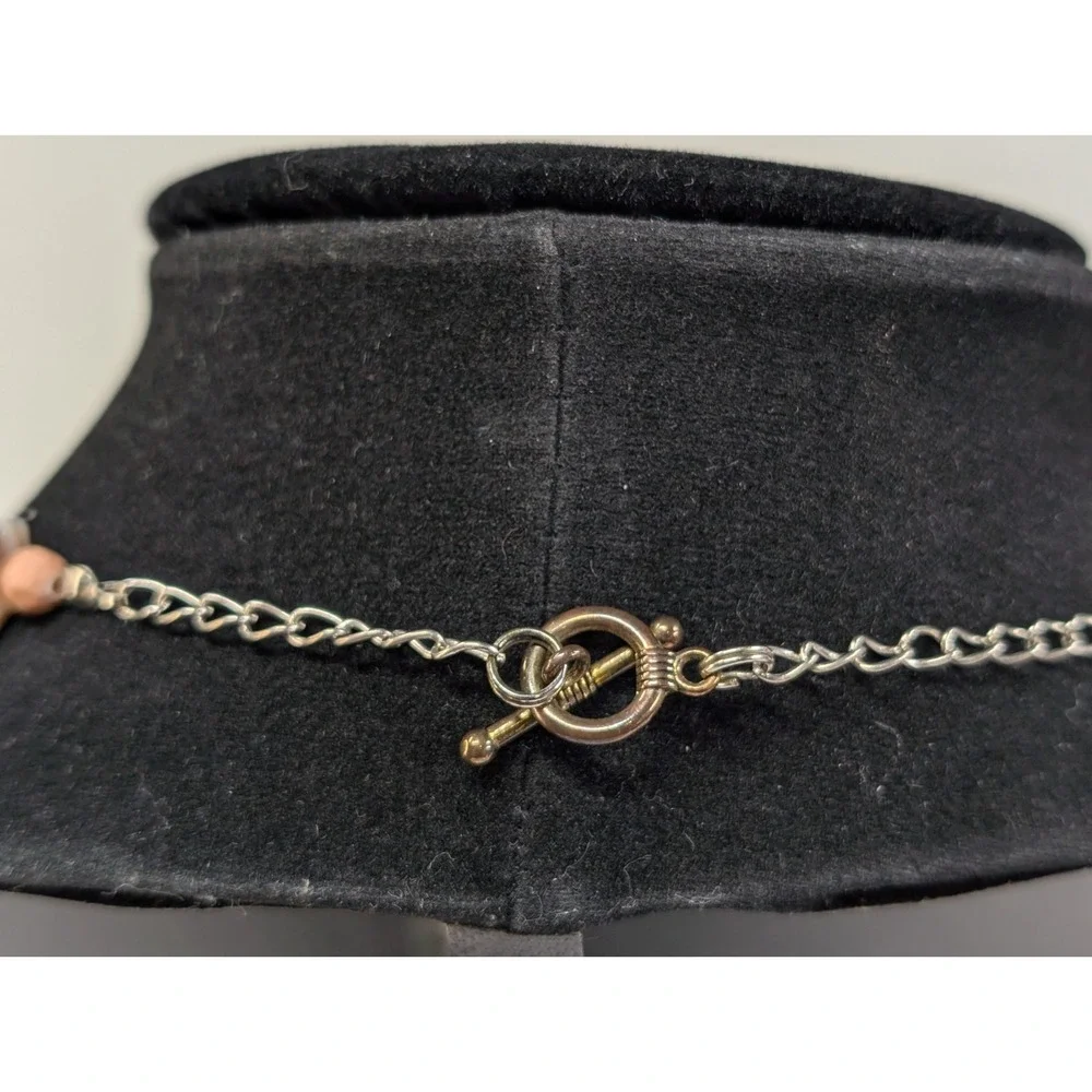Vintage Silver Twist Barrel with Orange Shell Disk Statement Necklace‎